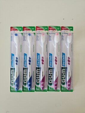 5 x GUM Sunstar 358 Soft Ora-Clean Toothbrushes Rubber Thumb Pads